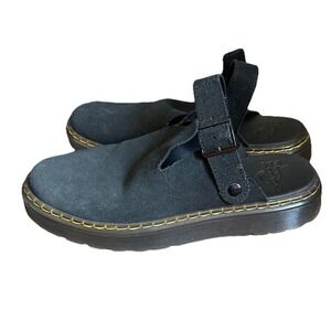 Dr.Martens Carlson Black Suede Singleback Mules Comfort Shoes Women US 9 Men's 8